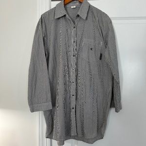 Vintage Calvin Klein Black & White Striped Button Down Long Shirt